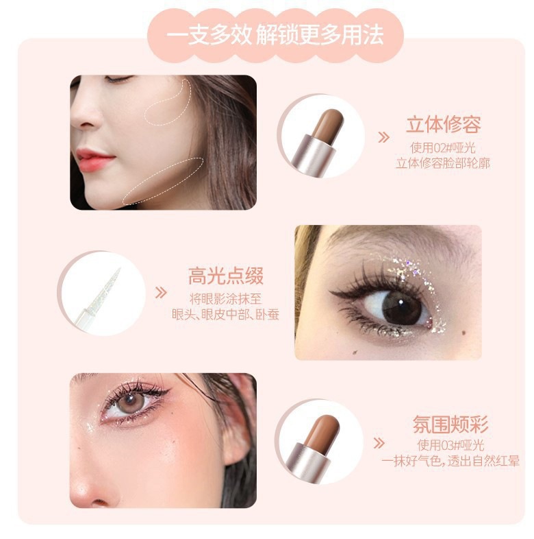 NOVO Star River Diamond Dynamic Double-headed Eyeshadow Pen Contouring Pen ins Pearlescent Matte Fine Sparkling Nose Shadow Eyeshadow Specification drawing