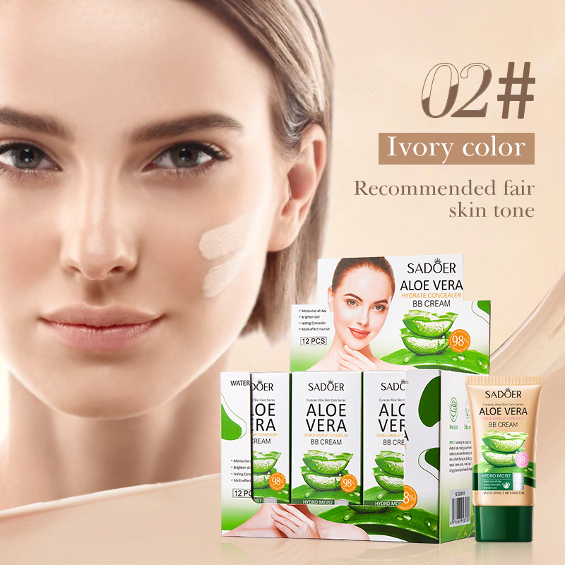 Full English SADOER Aloe Vera Long-lasting Concealer BB Cream, Slimming and Brightening BB Cream, cross-border export wholesale details Picture
