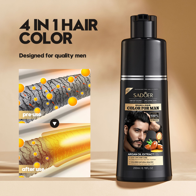 Cross-border export wholesale of SADOER men's gentle care cream and hair dye cream in full English Specification drawing