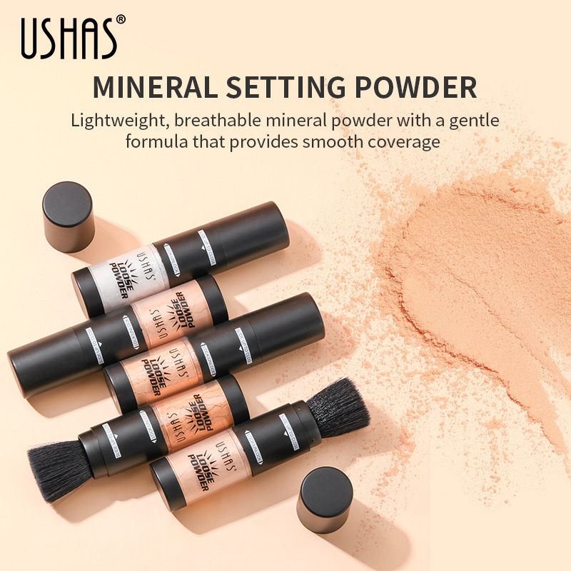 USHAS cross-border hot sales: Matte, medium skin tone loose powder, setting powder, loose powder, waterproof, 6 colors, 24 bottles details Picture