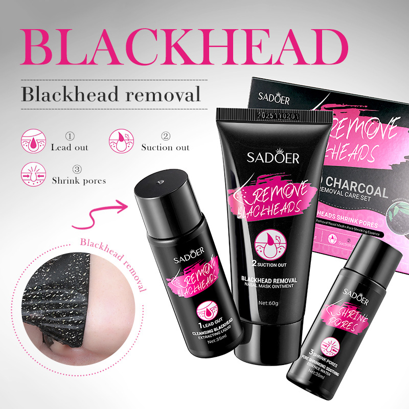Cross-border wholesale of SADOER bamboo charcoal Blackhead Removal Set, deep Cleansing and pore-cleaning nasal mask and nasal Patch details Picture