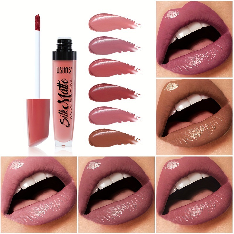 (Display Box) USHAS Cross-border stock 6-color lip gloss LG2521 liquid lip gloss non-stick cups, 24 pieces per box details Picture