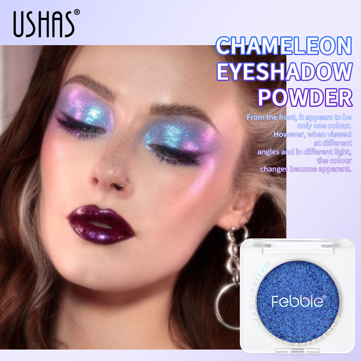 USHAS cross-border in-stock bestseller eyeshadow palette: Multi-color fine flash, micro-flash color-changing, waterproof, sweat-proof and anti-smudging ES4214 details Picture