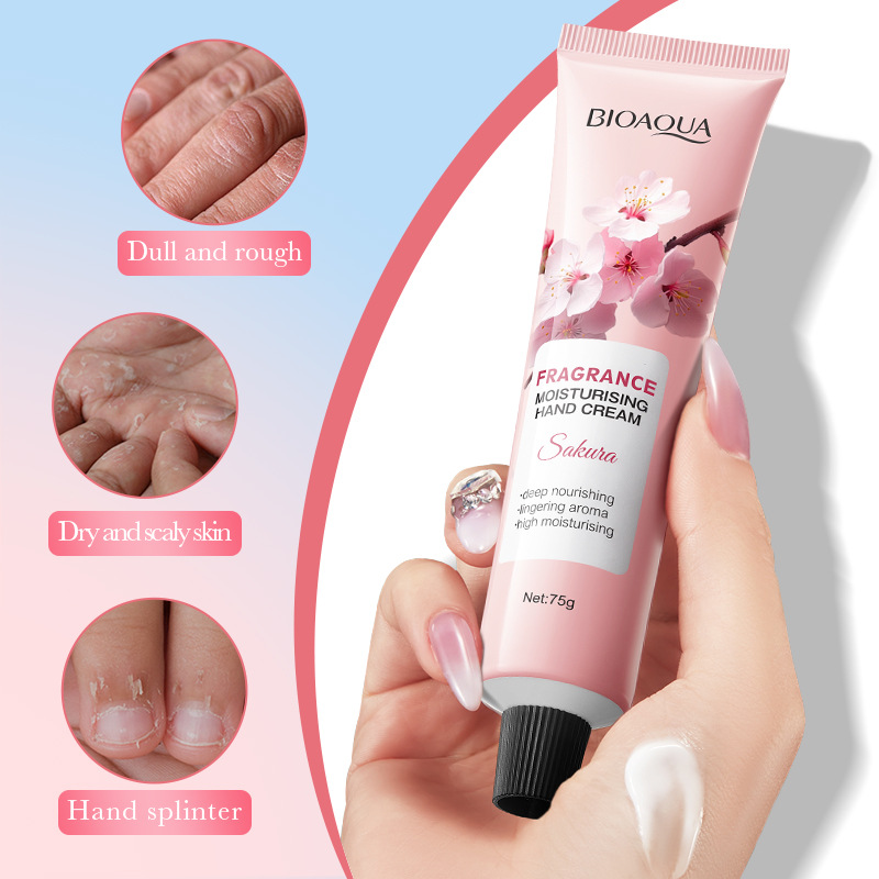 All-english BIOAOUA Cherry Blossom Moisturizing Hand Cream for Autumn and Winter cross-border export wholesale Specification drawing