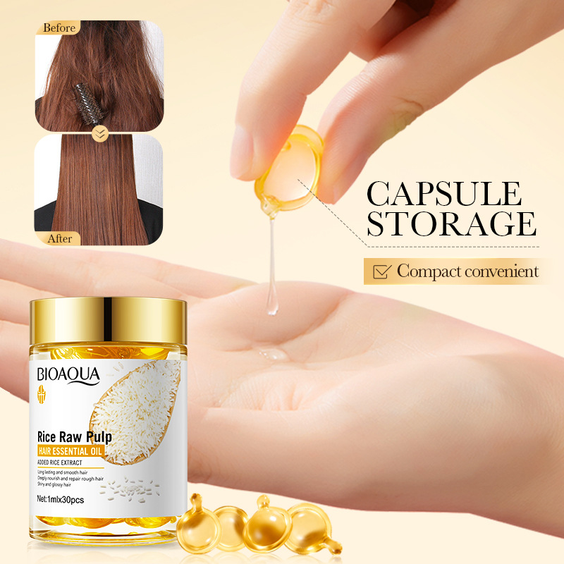 Full English BIOAOUA Rice Extract Repairing and Nourishing Hair Care Capsules Essential Oil Conditioner Cross-border export wholesale Item Picture