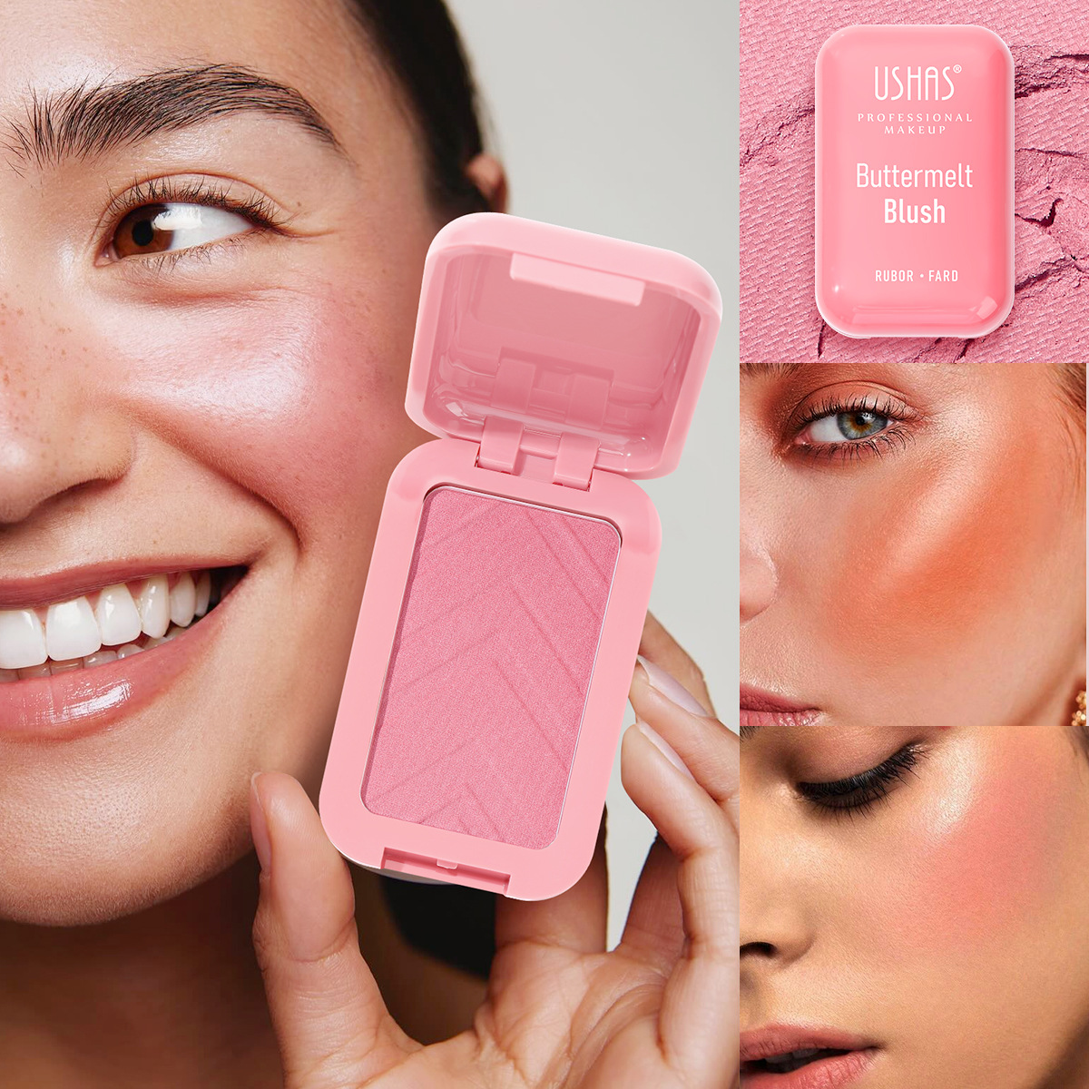 USHAS cross-border stock powder blush from Europe and America: Light, fine, long-lasting, waterproof, natural makeup effect UF067 details Picture