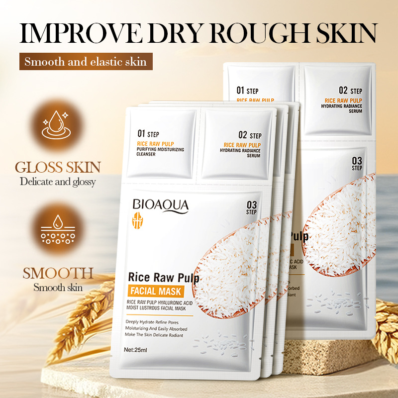 BIOAOUA Rice Puree Trilogy Mask (Foreign Language Version) 0.8g+0.8ml+25ml details Picture