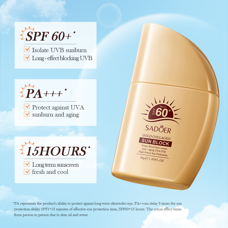 Cross-border wholesale of SADOER Golden Bone Collagen Sunscreen UV Protection Sunscreen in English details Picture