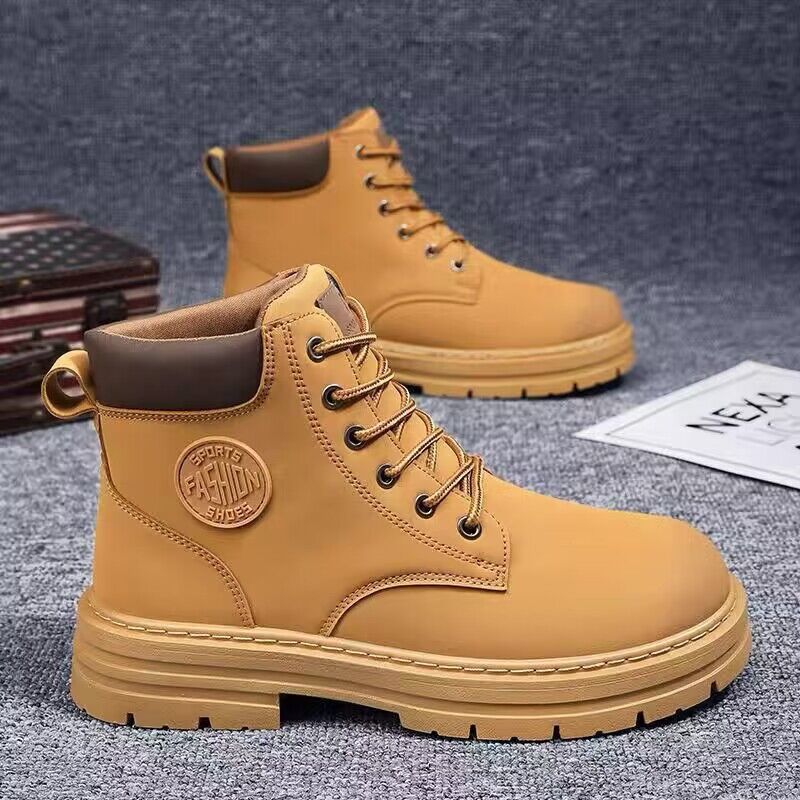The new men's shoes for the 2024 autumn season are breathable high-top Dr. Martens boots, Korean style versatile anti-slip work shoes, ankle boots and work safety shoes details Picture