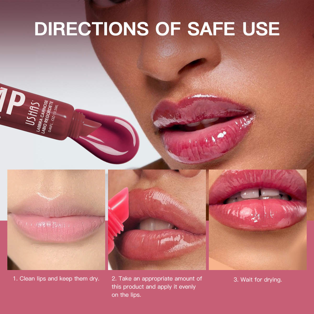 USHAS cross-border hot sale of waterproof, long-lasting, non-fading and non-stick lip gloss lipstick UC087 in Europe and America details Picture