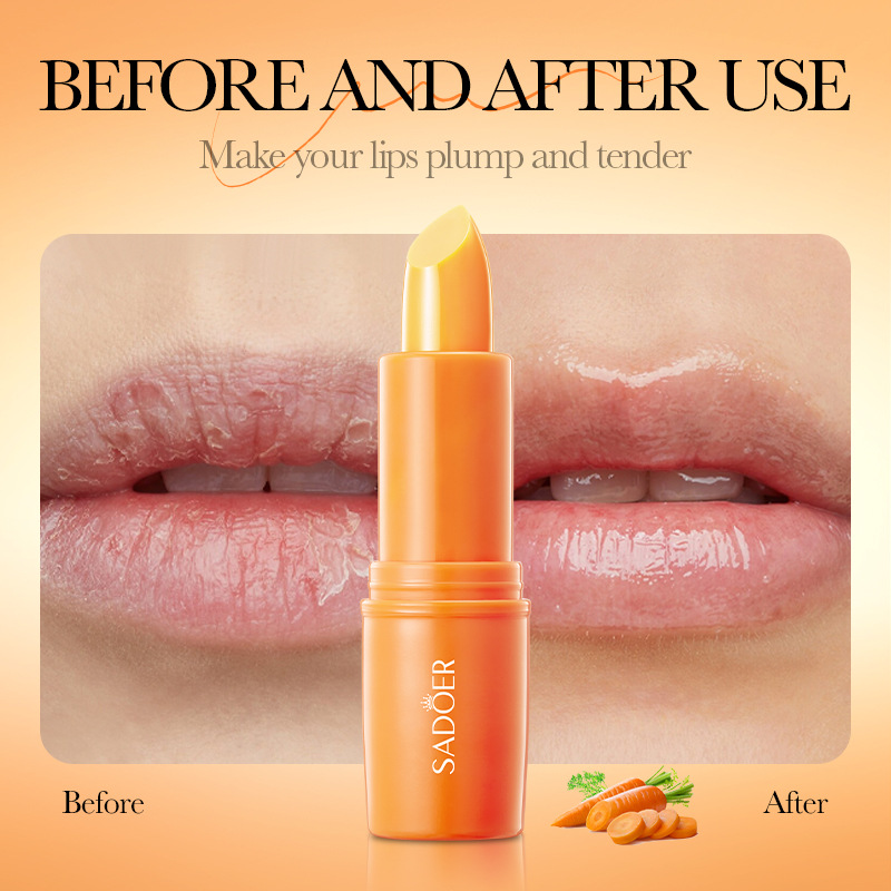 All-english SADOER Carrot Nourishing Lip Balm Moisturizing and Anti-cracking Autumn and winter lip balm cross-border export wholesale Item Picture