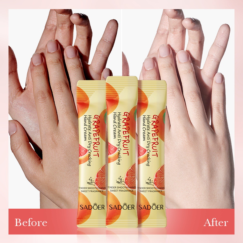 Cross-border wholesale of SADOER Grapefruit Hydrating Anti-Cracking Hand Cream for autumn and winter in strips Item Picture