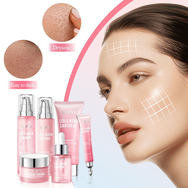 Cross-border export wholesale of SADOER Sakura Collagen Moisturizing and Rejuvenating Six-piece Hydrating Set details Picture