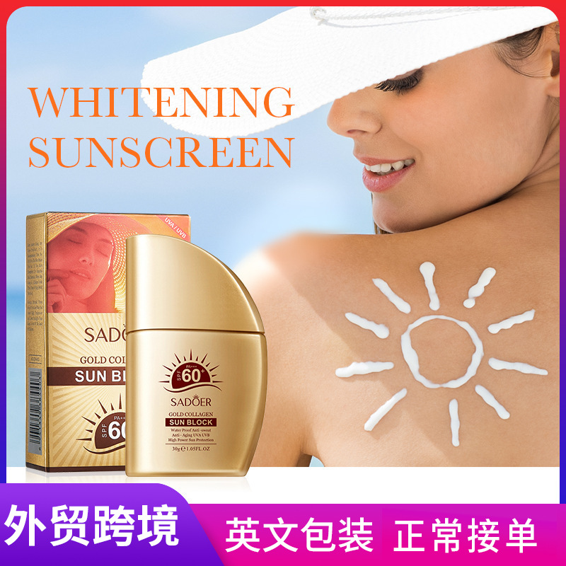 Cross-border wholesale of SADOER Golden Bone Collagen Sunscreen UV Protection Sunscreen in English full figure