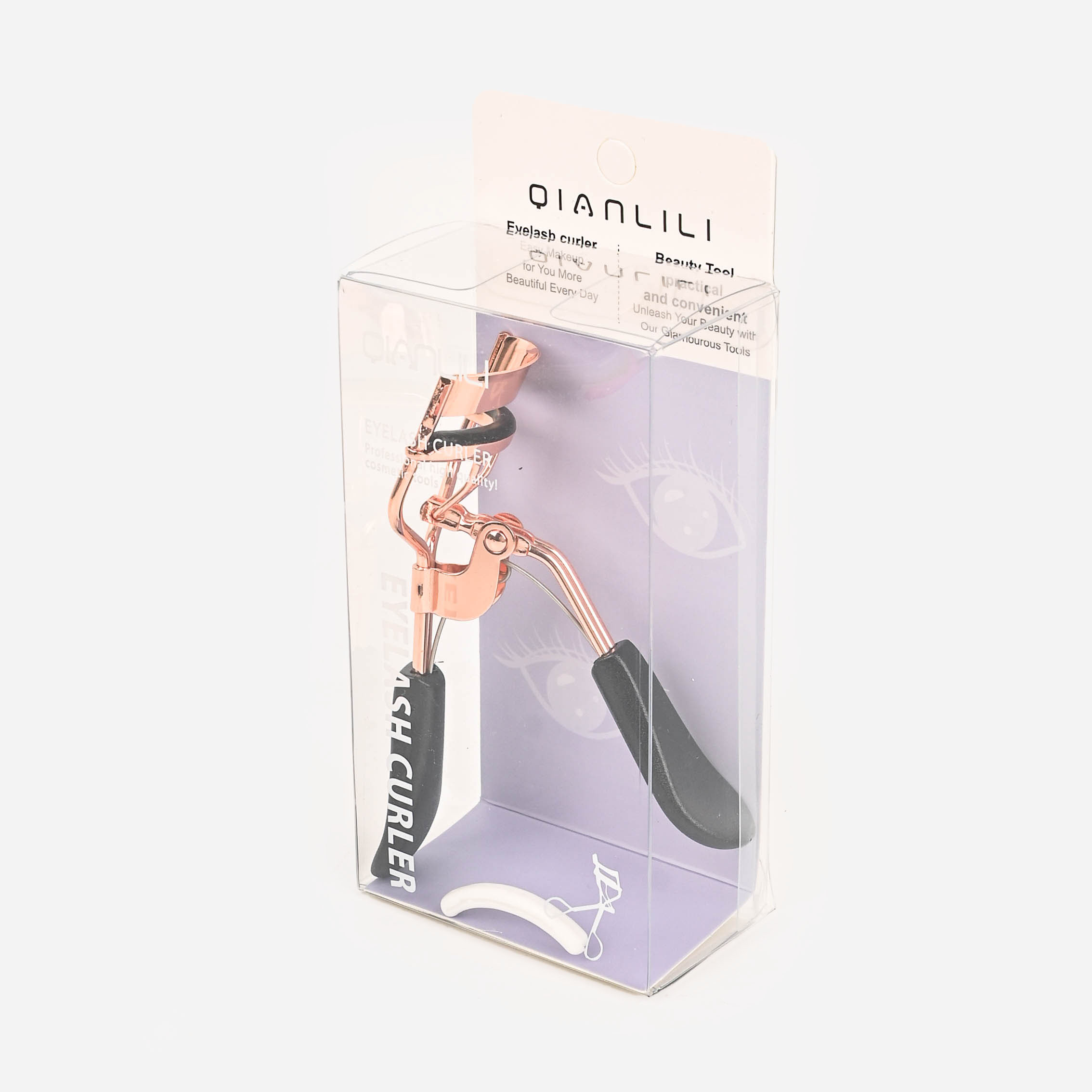 Eyelash curler, long-lasting curler, beginner's stainless steel mini portable makeup tool details Picture