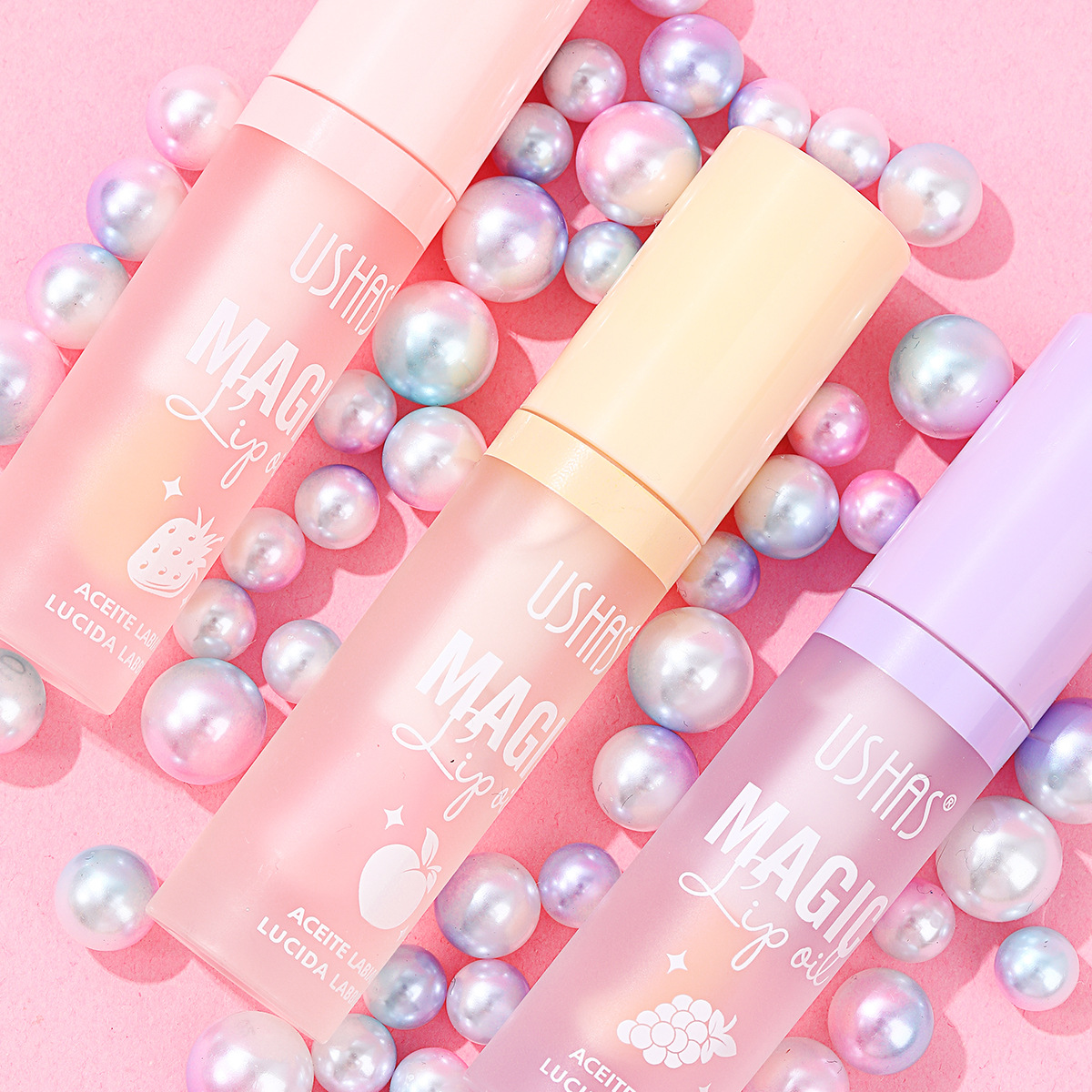 USHAS UC004, a long-lasting fruit refreshing, brightening, moisturizing and nourishing lip oil, is a bestseller on Amazon for cross-border trade in Europe and America full figure