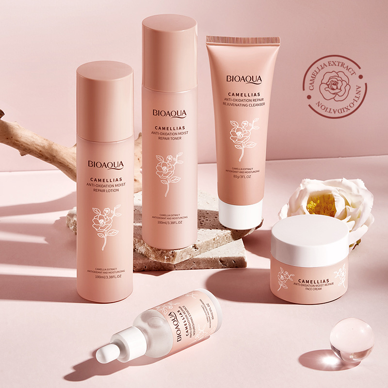 All-english BIOAOUA Camellia Antioxidant Moisturizing Five-piece Set for cross-border export wholesale Specification drawing