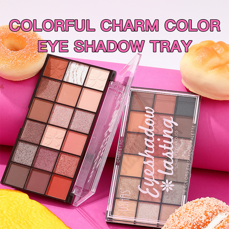USHAS Cross-border Micro-Light Eyeshadow Palette Brightening Eyeliner Eyeshadow Palette Earth Tone Women's Pearl Brightening UF001 details Picture
