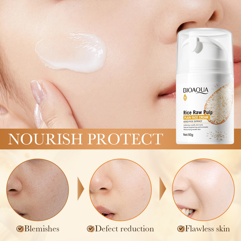 Full English: BIOAOUA Rice Puree Natural Beauty Cream, Brightening and rejuvenating Skin Cream, cross-border export wholesale Specification drawing
