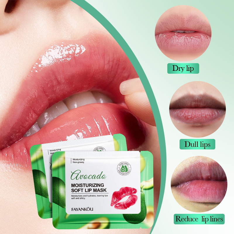 All-english FAYANKOU Avocado Moisturizing Lip Mask, anti-dryness and anti-cracking Moisturizing Pink Lip Patch, cross-border export Application Scenario