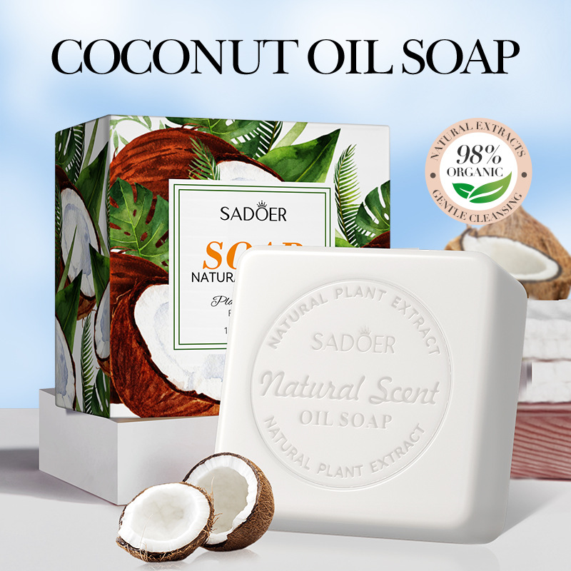 SADOER natural coconut essential oil soap for cleansing the body, universal handmade soap, cross-border export wholesale details Picture