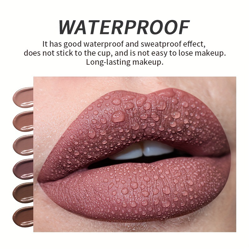 USHAS Amazon's best-selling cross-border 6-color matte liquid lipstick, long-lasting non-stick to the cup, waterproof lip gloss and lip gloss details Picture