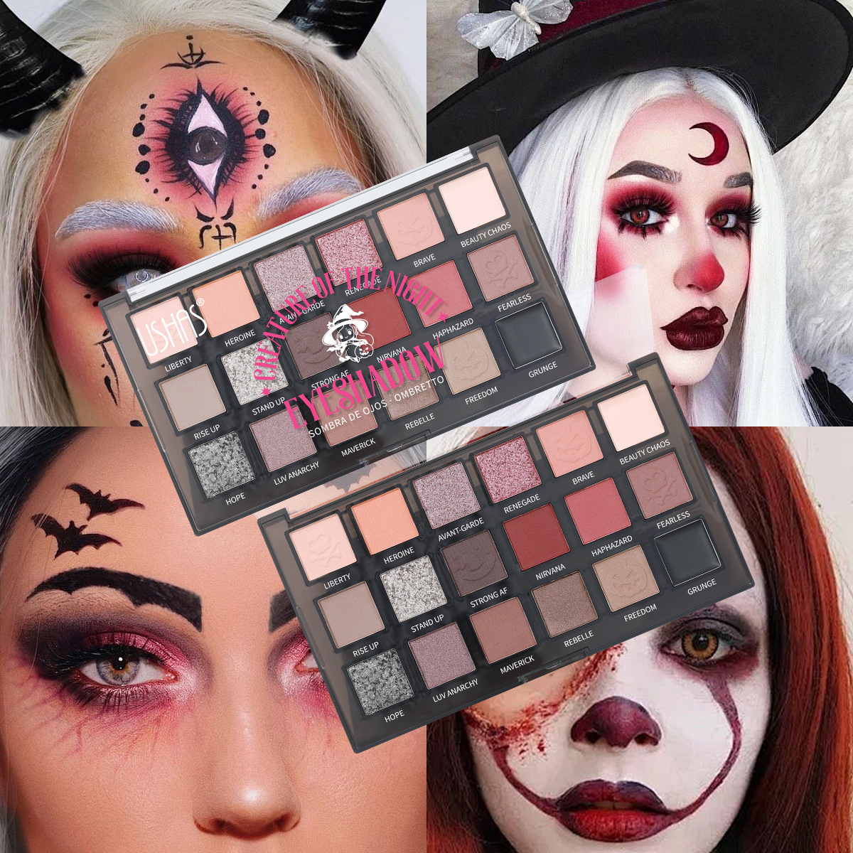 USHAS Beauty Cross-border Amazon European and American eyeshadow palette, pearlescent, matte, glossy, ground color, multi-color makeup, long-lasting details Picture
