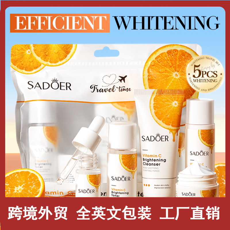 All-english SADOER Vitamin C Brightening and Whitening Travel Set, Hydrating and Moisturizing Set, cross-border export wholesale full figure
