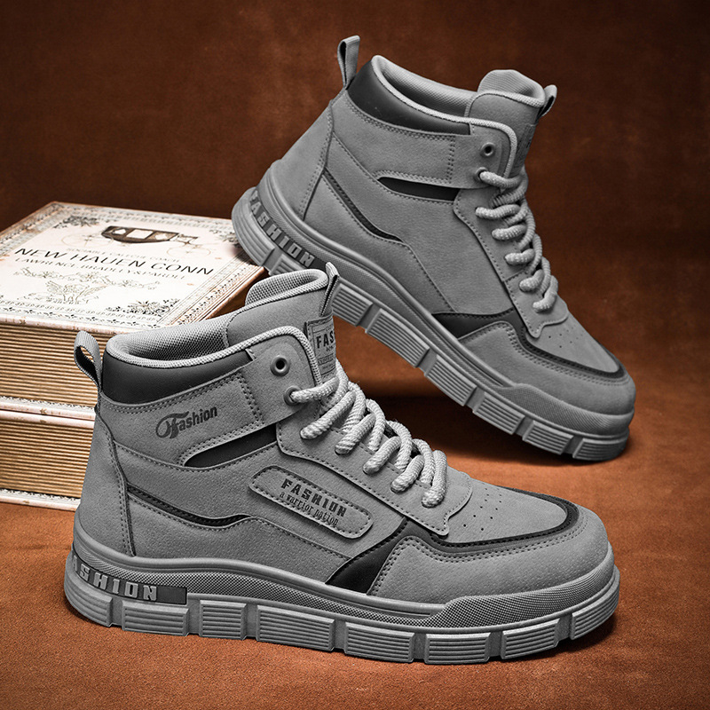 New men's shoes for autumn: Breathable high-top Dr. Martens boots for men, British retro anti-slip workwear shoes, casual safety shoes for men details Picture