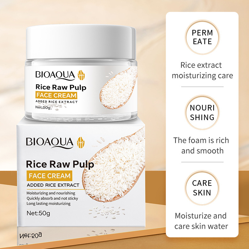 All-english BIOAOUA Rice Puree Cream Hydrating, Moisturizing and rejuvenating Skin Moisturizing Cream Cross-border export wholesale details Picture