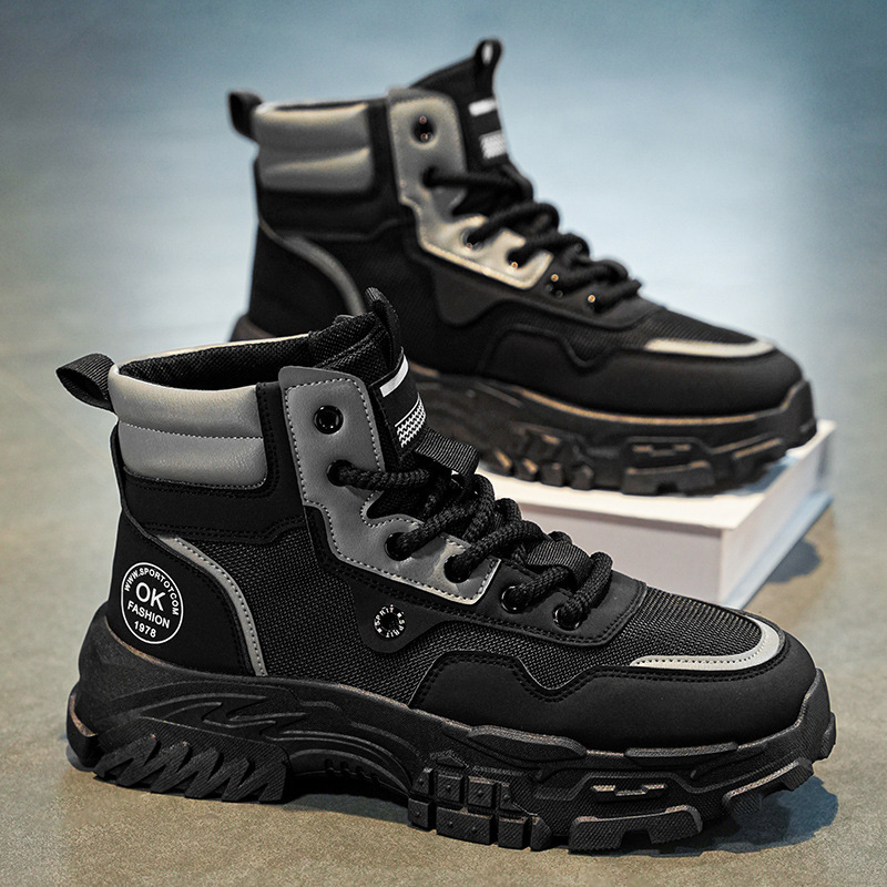 Martin Boots Men's autumn new high-cut workwear shoes men's trendy and versatile thick-soled sporty casual short boots trendy shoes details Picture