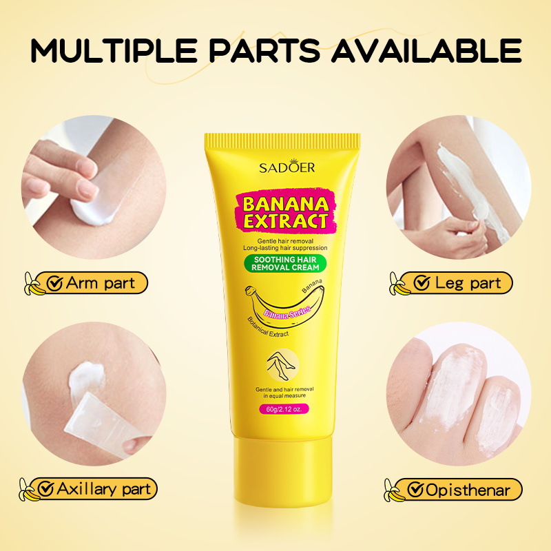 All-english SADOER Banana Gentle and Soothing Hair Removal Cream, non-irritating underarm hair removal cream, cross-border export wholesale Specification drawing