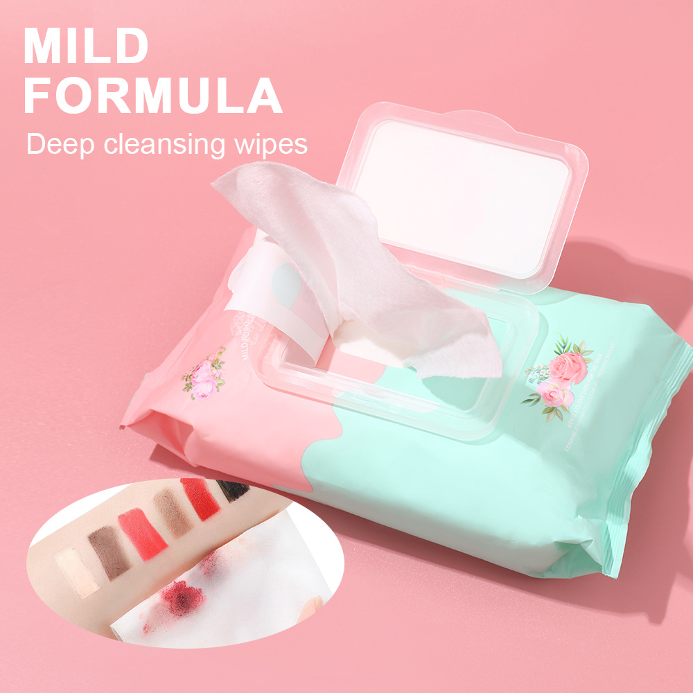 USHAS cross-border stock 60-pack disposable makeup remover wet wipes, cleaning wet wipes, facial cleansing wipes HA427 full figure