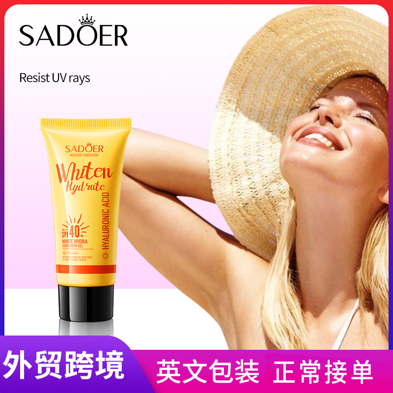 Cross-border export wholesale of SADOER Water-based whitening, Sun protection and Anti-aging Gel Exfoliating sunscreen in full English full figure