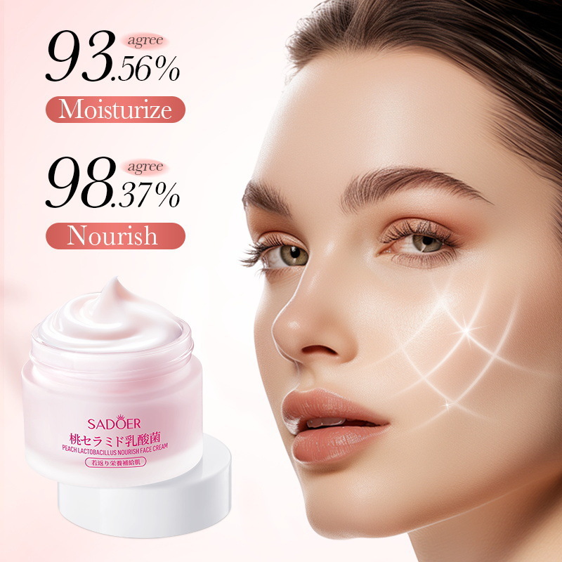 Full English SADOER Peach Lactic Acid Bacteria Nourishing Skin Care Product Set, Facial Cleanser and Cream cross-border export wholesale Specification drawing