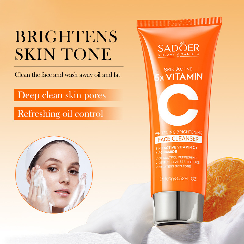 Cross-border export wholesale of SADOER Five-layer Vitamin C Whitening Multi-Effect Repair Vitamin C skin care product Set in full English details Picture