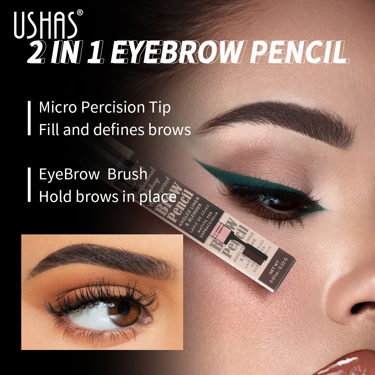 USHAS Amazon Cross-border Stock Eyebrow Dye and Eyebrow Brush Set: Long-lasting Waterproof Eyebrow Smudging TP353 details Picture