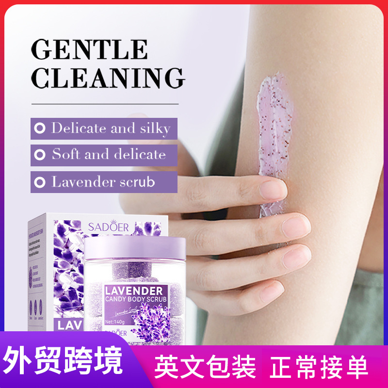 Cross-border wholesale of all-English SADOER Lavender Candy Body Scrub Gel and Exfoliating Gel full figure