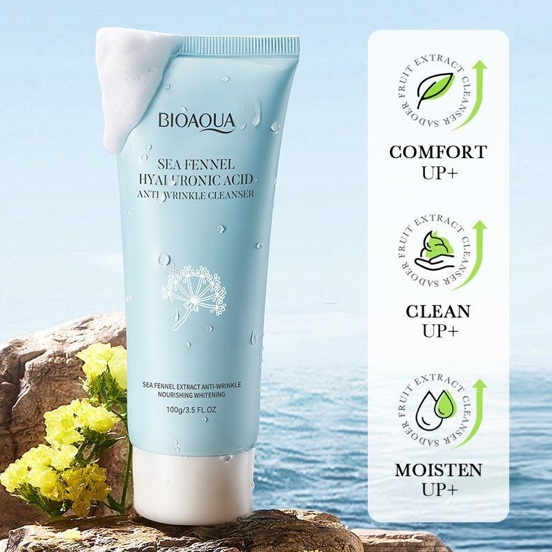 All-english BIOAOUA Sea fennel Hyaluronic Acid Anti-Wrinkle Facial cleanser Cross-border wholesale Specification drawing