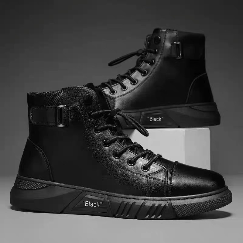 New men's shoes for autumn: high-top Dr. Martens boots, men's casual leather boots, trendy and versatile British retro thick-soled short boots full figure