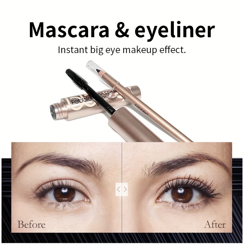 USHAS cross-border in-stock best-selling mascara waterproof eyebrow pencil that doesn't smudge black, is slender and long-lasting, and curls up details Picture