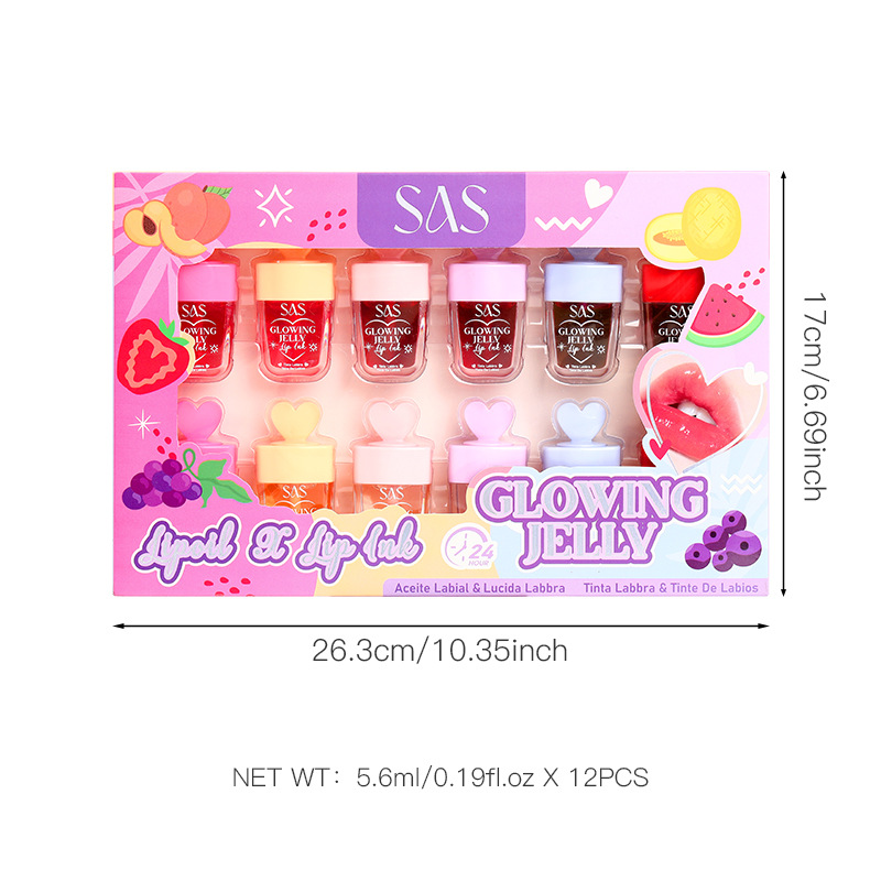 USHAS Amazon Bestseller Cross-border Lip Gloss Set: Long-lasting Moisturizing Transparent Lip Gloss and Lip Gloss Non-stick Cup SAC117 Item Picture