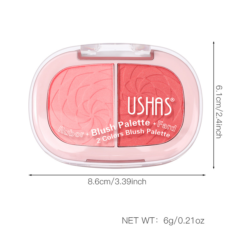 USHAS European and American cross-border stock 2-grid powder blush, light, fine and natural makeup effect UF099B Item Picture