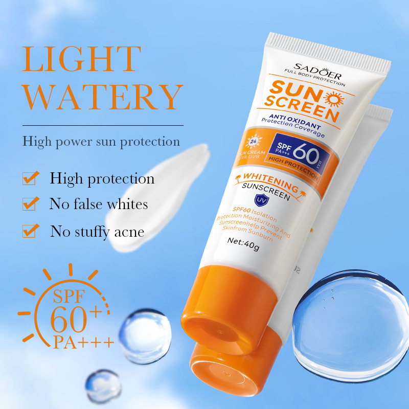 Cross-border export wholesale of 40g SADOER sunscreen lotion with SPF60+ in full English Specification drawing
