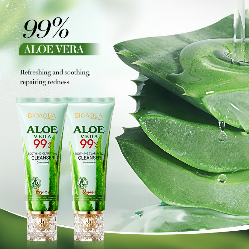 All-english BIOAOUA Aloe Vera Soothing and Smooth Facial Cleanser, Gentle Cleansing Facial Cleanser, cross-border export wholesale Specification drawing