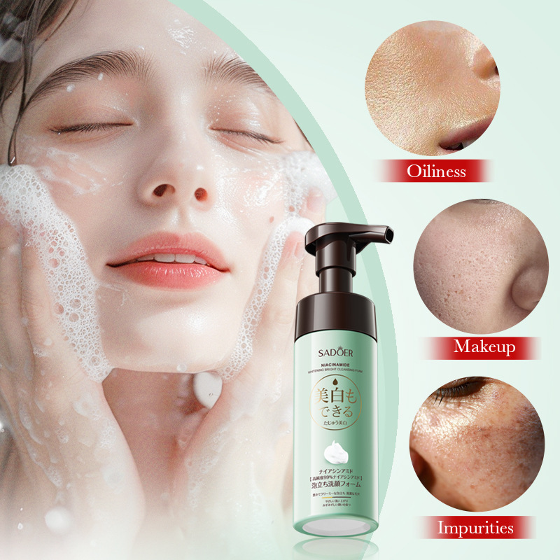 SADOER nicotinamide Whitening and brightening Facial Cleanser Foam Brightening Skin Facial Cleanser cross-border export wholesale details Picture