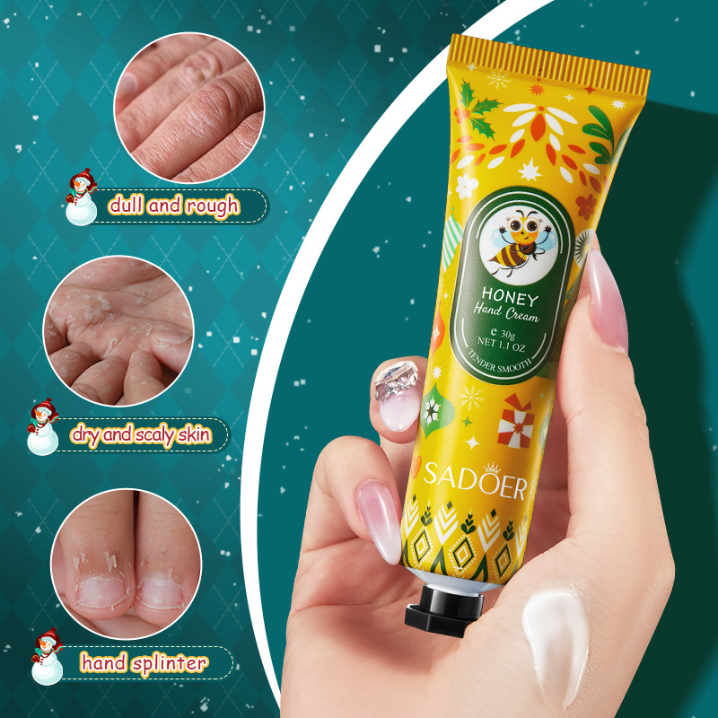 Cross-border export wholesale of 5-piece SADOER Christmas Fragrance Moisturizing Hand Cream gift box set in full English Specification drawing