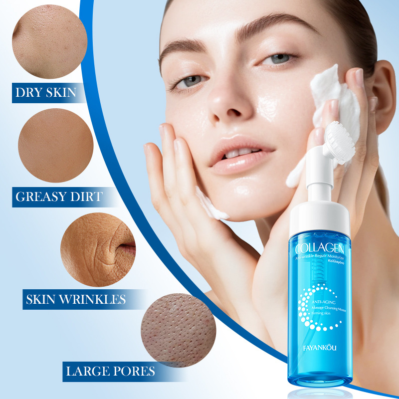 FAYANKOU Collagen Anti-wrinkle Repair Massage Cleansing Mousse Facial Cleanser Cross-border export wholesale Application Scenario