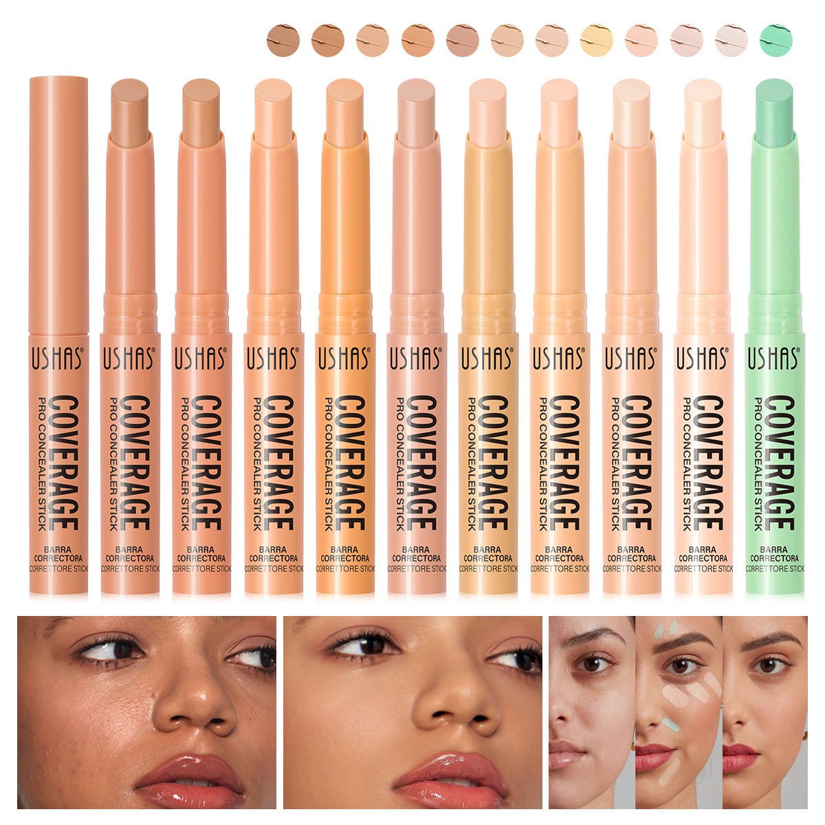 USHAS European and American cross-border stock Concealer Stick, long-lasting waterproof natural contouring Concealer, three-dimensional Makeup UC058A+B full figure
