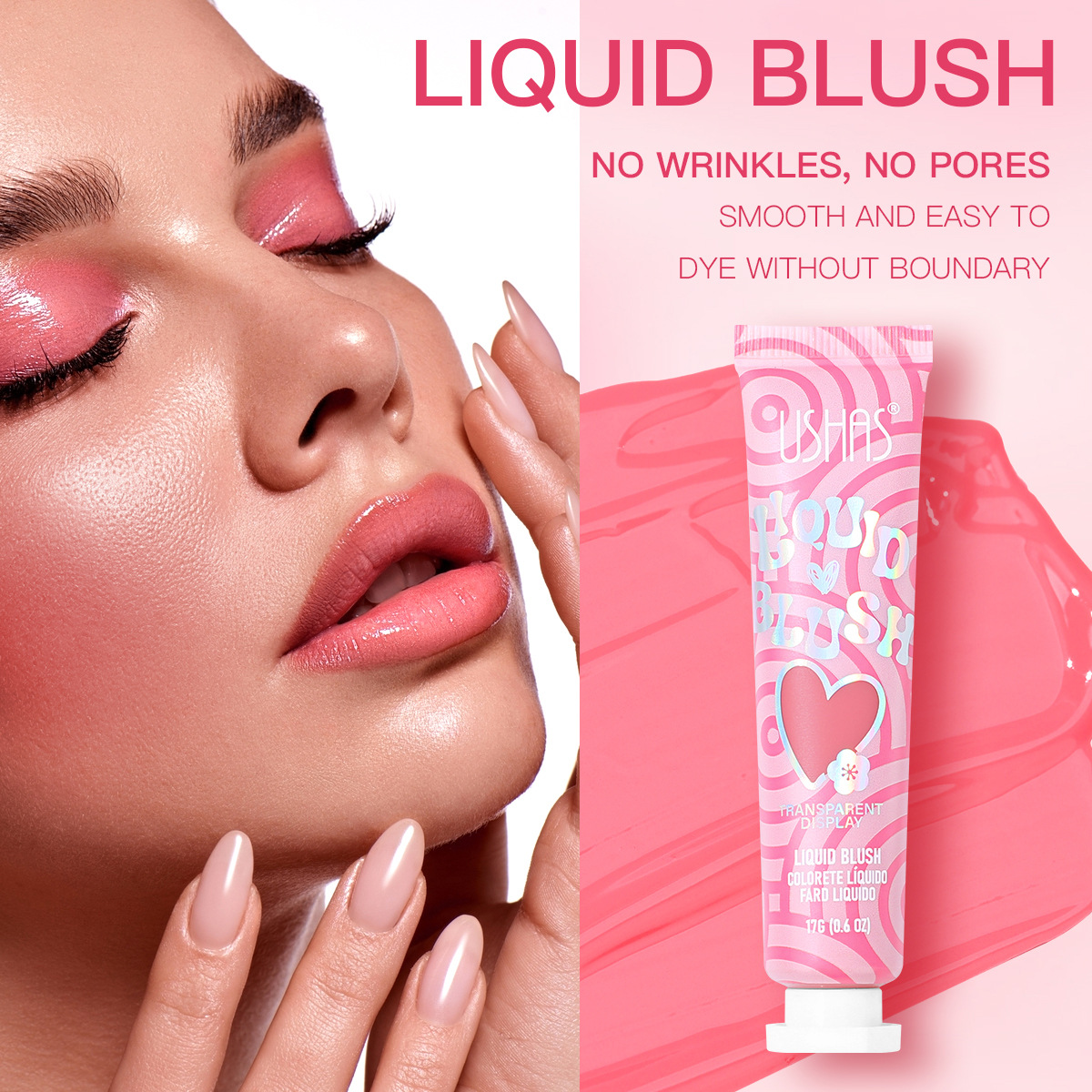 USHAS Cross-border Beauty Special Blush Cream, Love Liquid Blush Wholesale UC131 details Picture